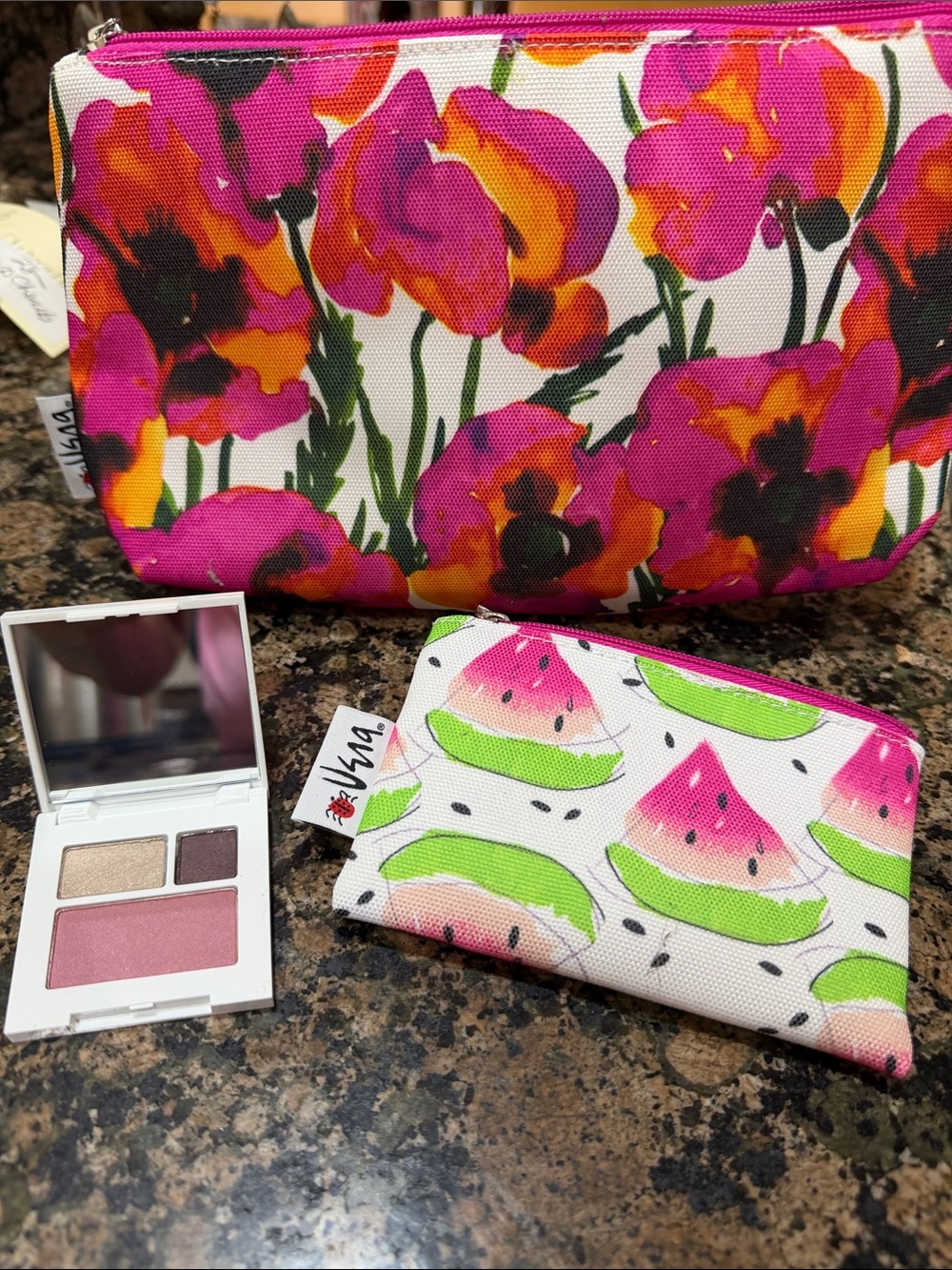 Clinique Vera Neumann Pink Floral & Watermelon Zip Pouch Set